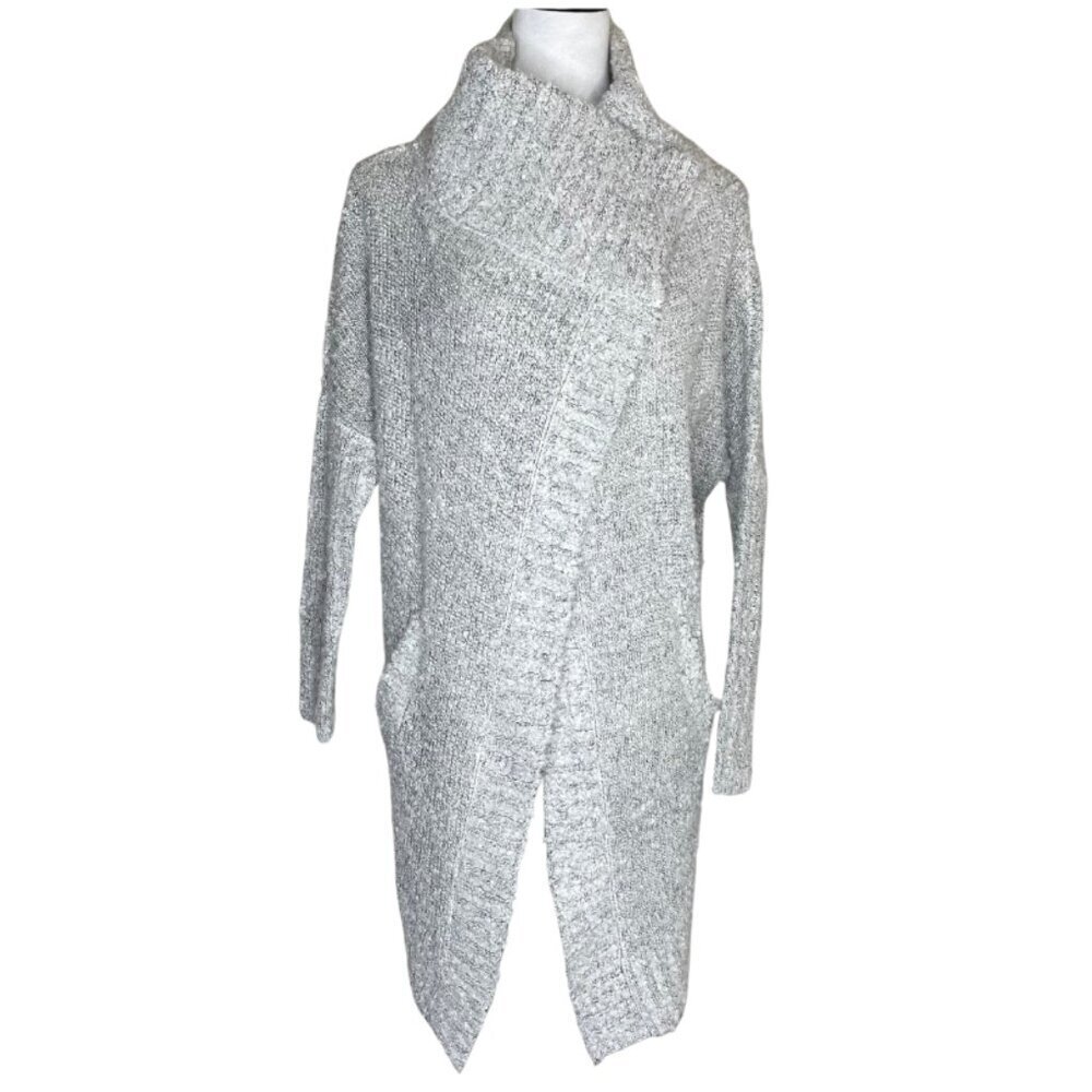 RDI Women's Cozy Chunky Knit Chenille Cable Knit Cardigan Sweater Gray Sz PM